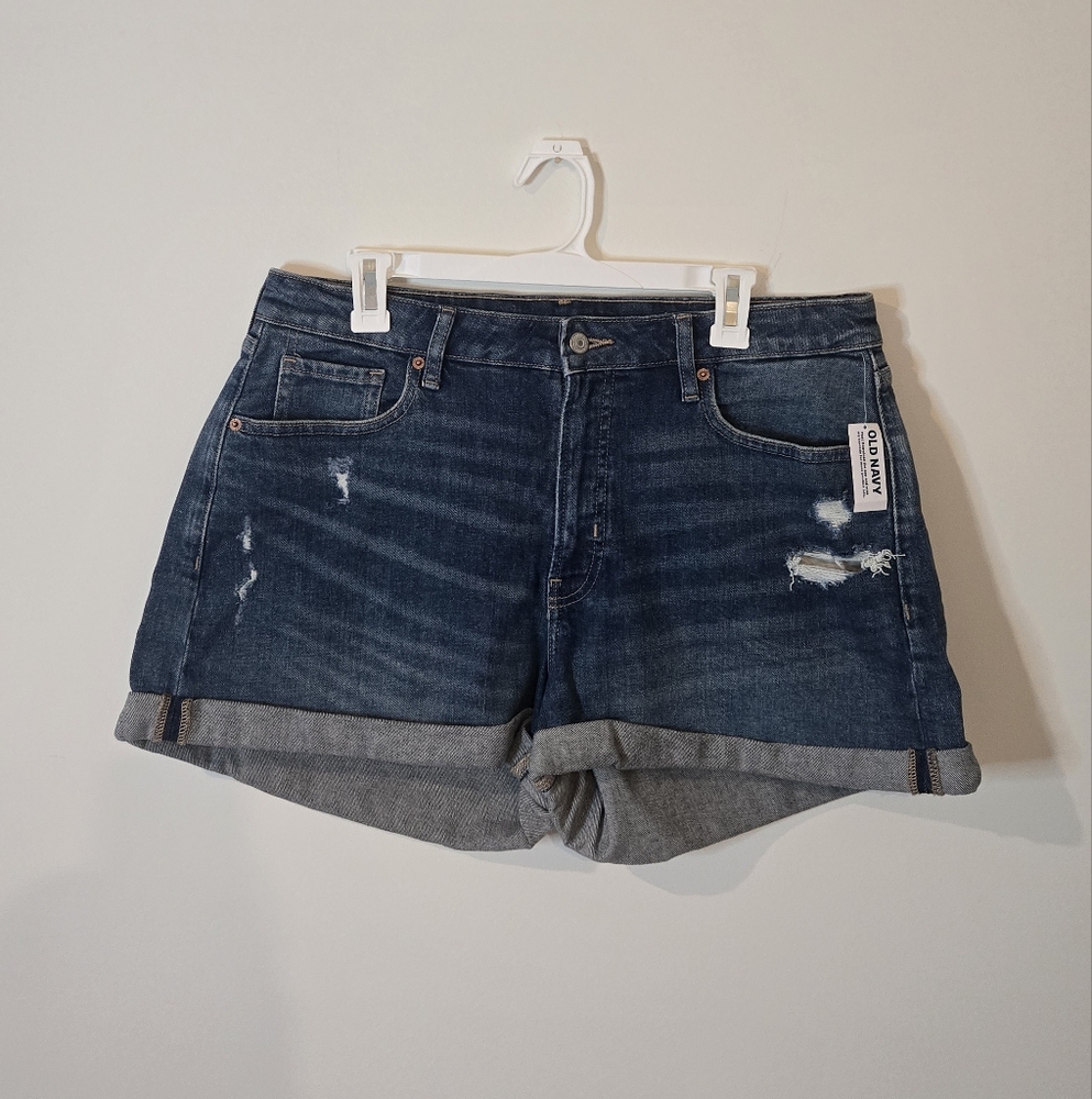 Old Navy High Rise Curvy O.G. Straight Dark Wash Jean Shorts Size 16